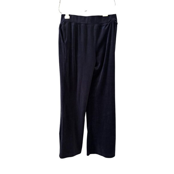 Cable & Gauge Studio Navy Velour Tracksuit w Half-Zip Hoodie & Wide-Leg Pants - Picture 5 of 9